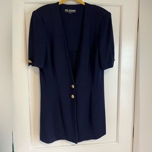 St. John. Navy shirt-sleeved knit jacket/blazer. Size 12.